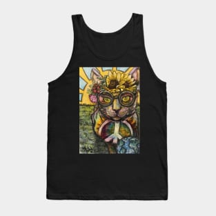 Peace, love, and happy hippy kitty Tank Top